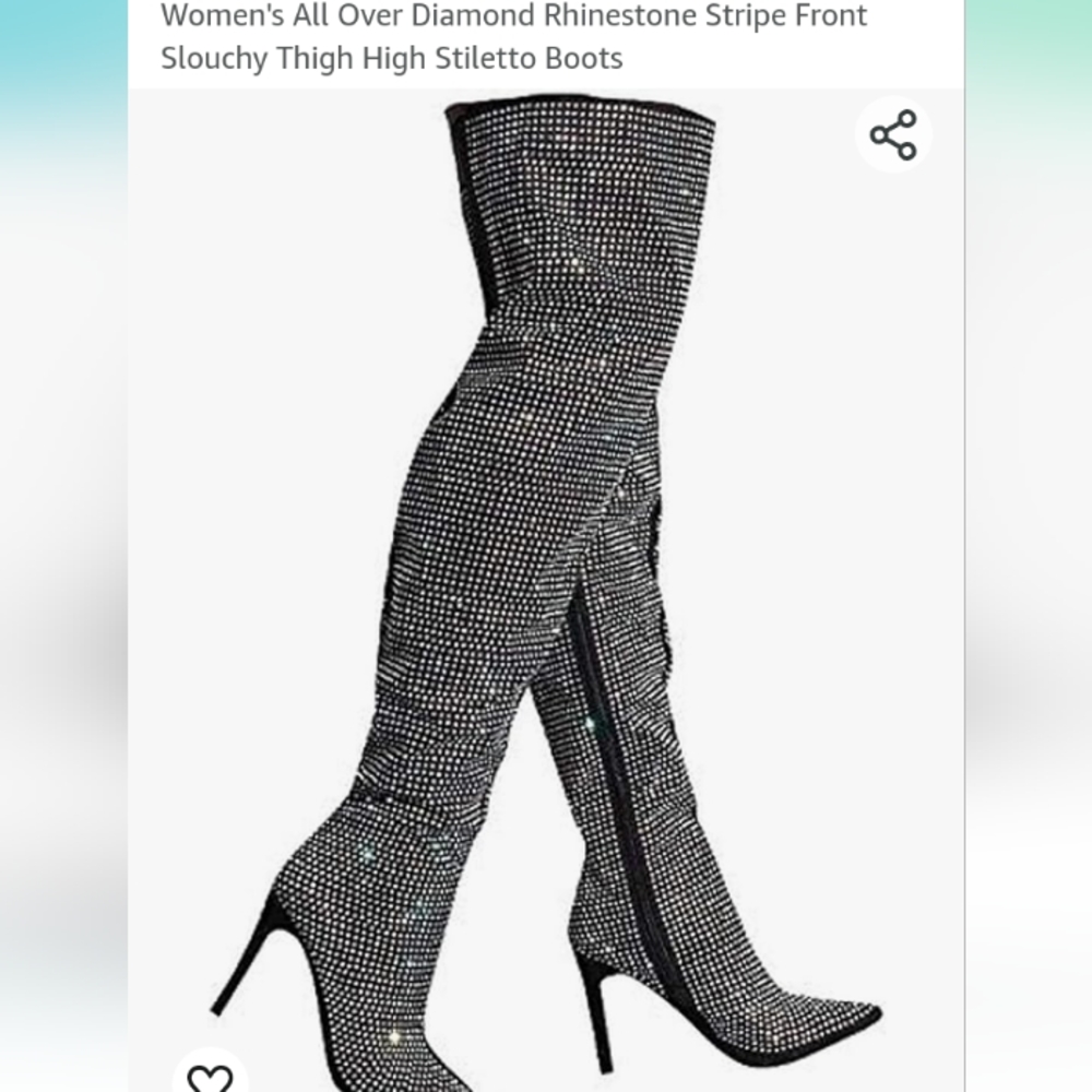 Thigh high rhinestone boots 3.5"